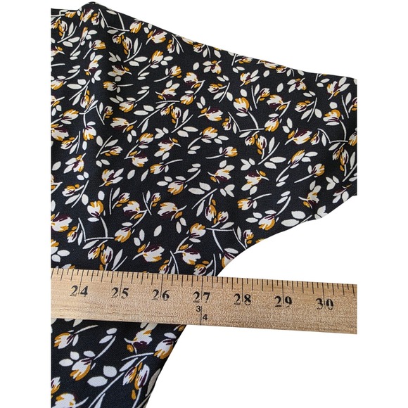 Zara Womens Floral Babydoll Mini Dress Black Yellow Long Sleeve Size S 4437/290 - Picture 7 of 9